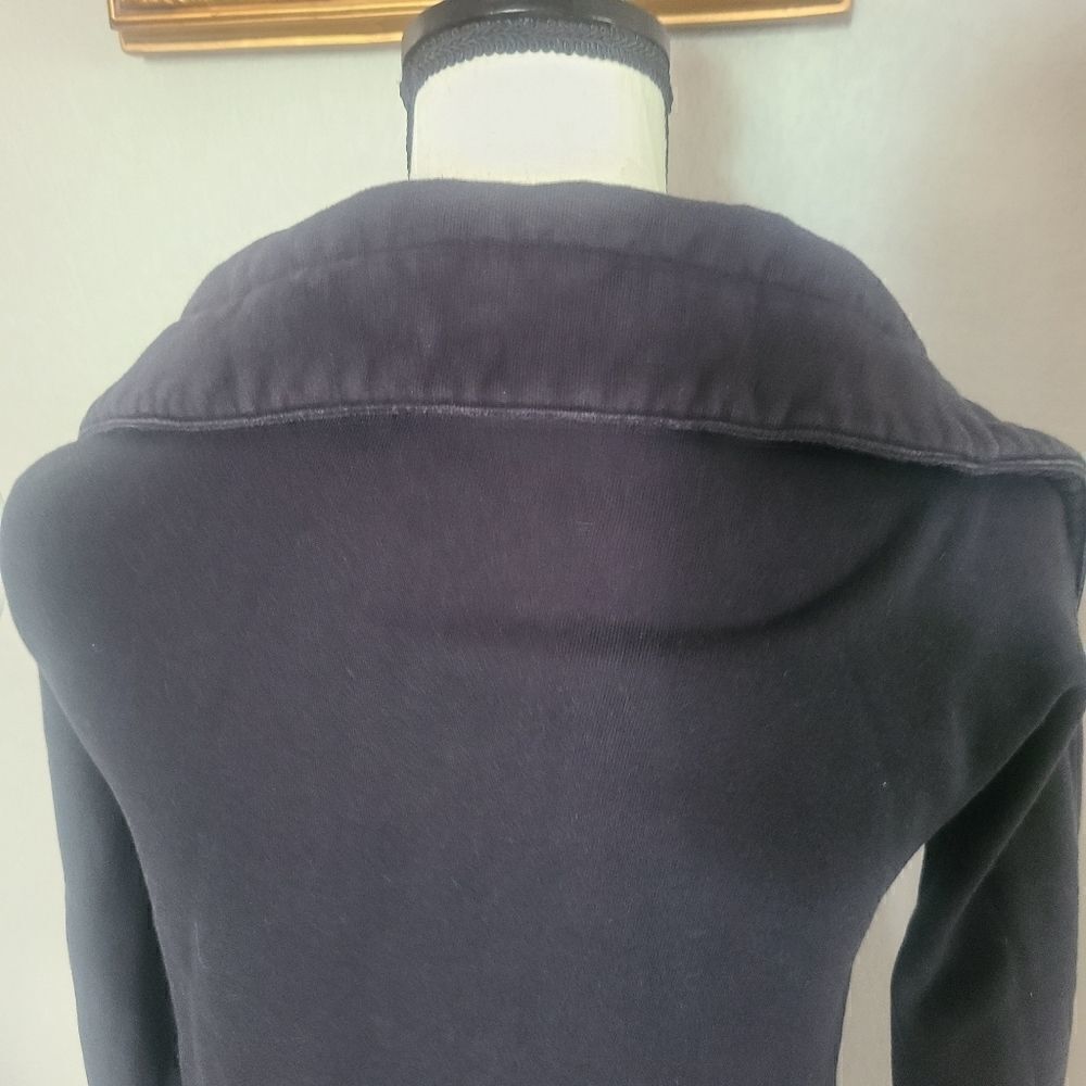 BB Dakota Zip Asymmetric Long Sweatshirt Black Chunky Collar Jacket S - Picture 7 of 9